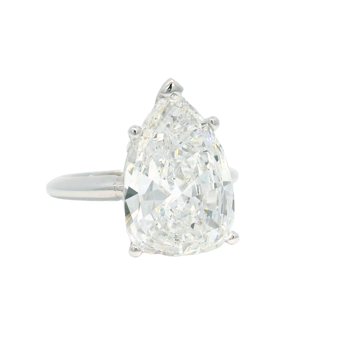 14k White Gold Natural 5.19 Carat Pear-Shape Diamond Engagement Ring