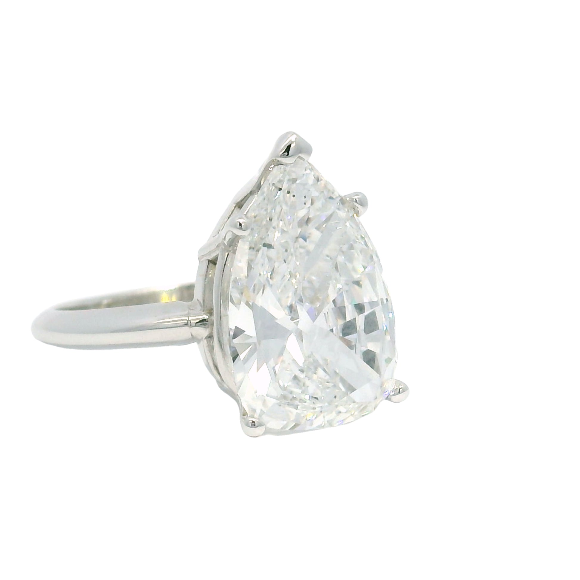 14k White Gold Natural 5.19 Carat Pear-Shape Diamond Engagement Ring