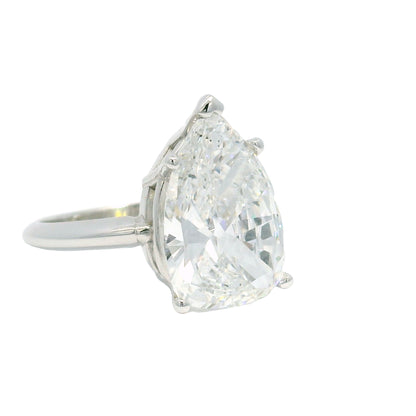 14k White Gold Natural 5.19 Carat Pear-Shape Diamond Engagement Ring