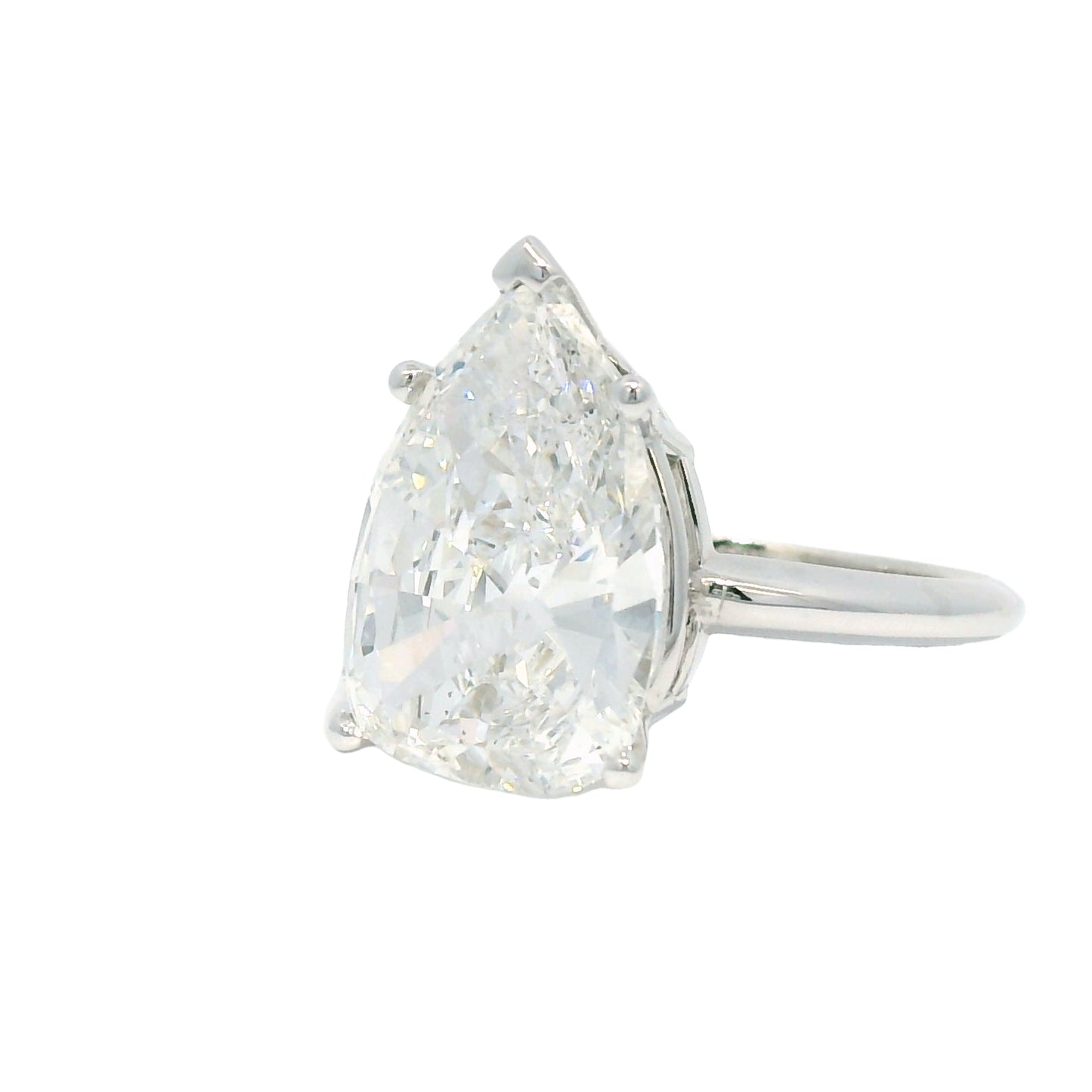 14k White Gold Natural 5.19 Carat Pear-Shape Diamond Engagement Ring