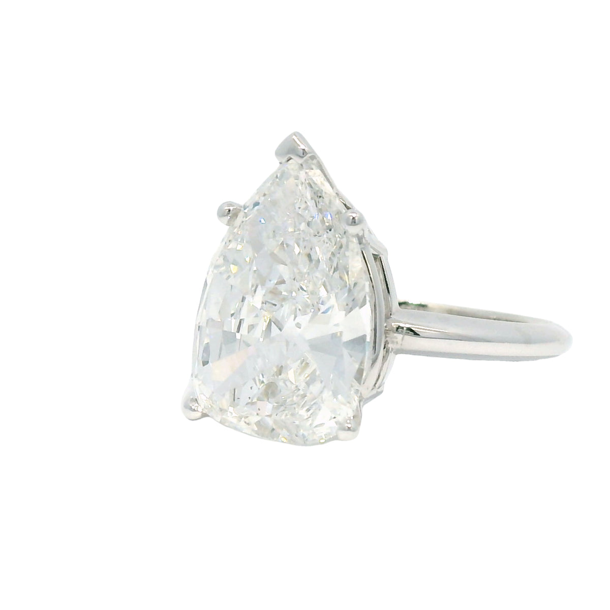 14k White Gold Natural 5.19 Carat Pear-Shape Diamond Engagement Ring