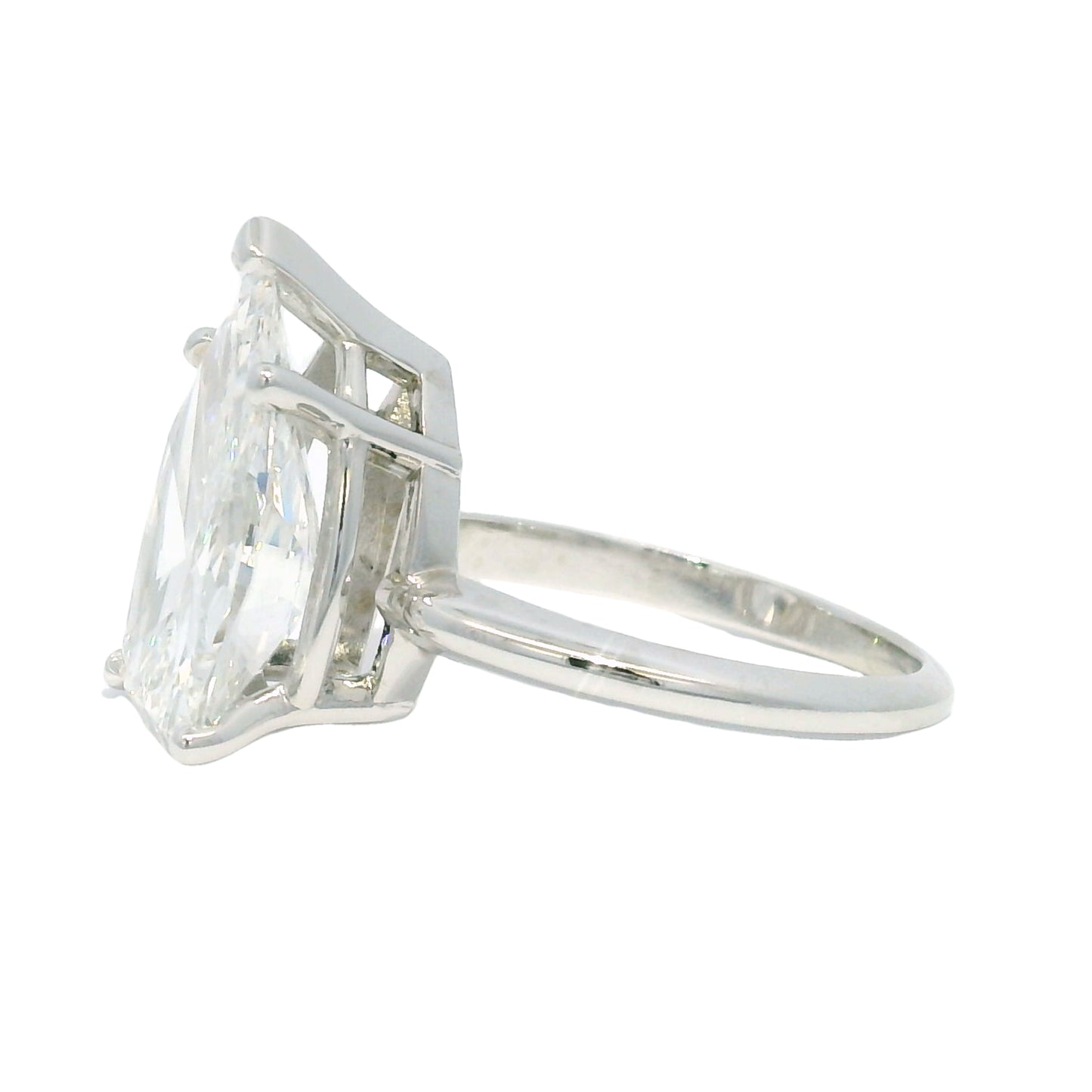 14k White Gold Natural 5.19 Carat Pear-Shape Diamond Engagement Ring