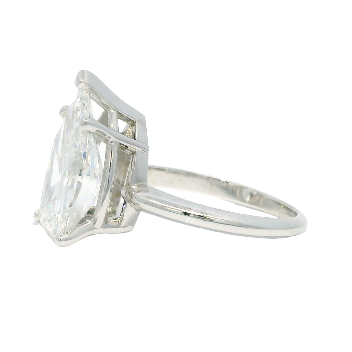 14k White Gold Natural 5.19 Carat Pear-Shape Diamond Engagement Ring