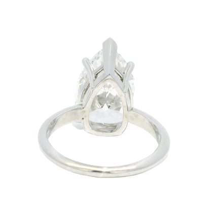 14k White Gold Natural 5.19 Carat Pear-Shape Diamond Engagement Ring