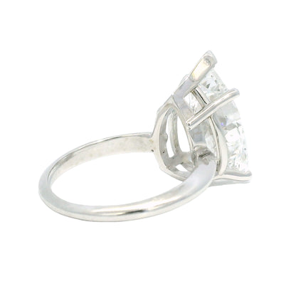 14k White Gold Natural 5.19 Carat Pear-Shape Diamond Engagement Ring