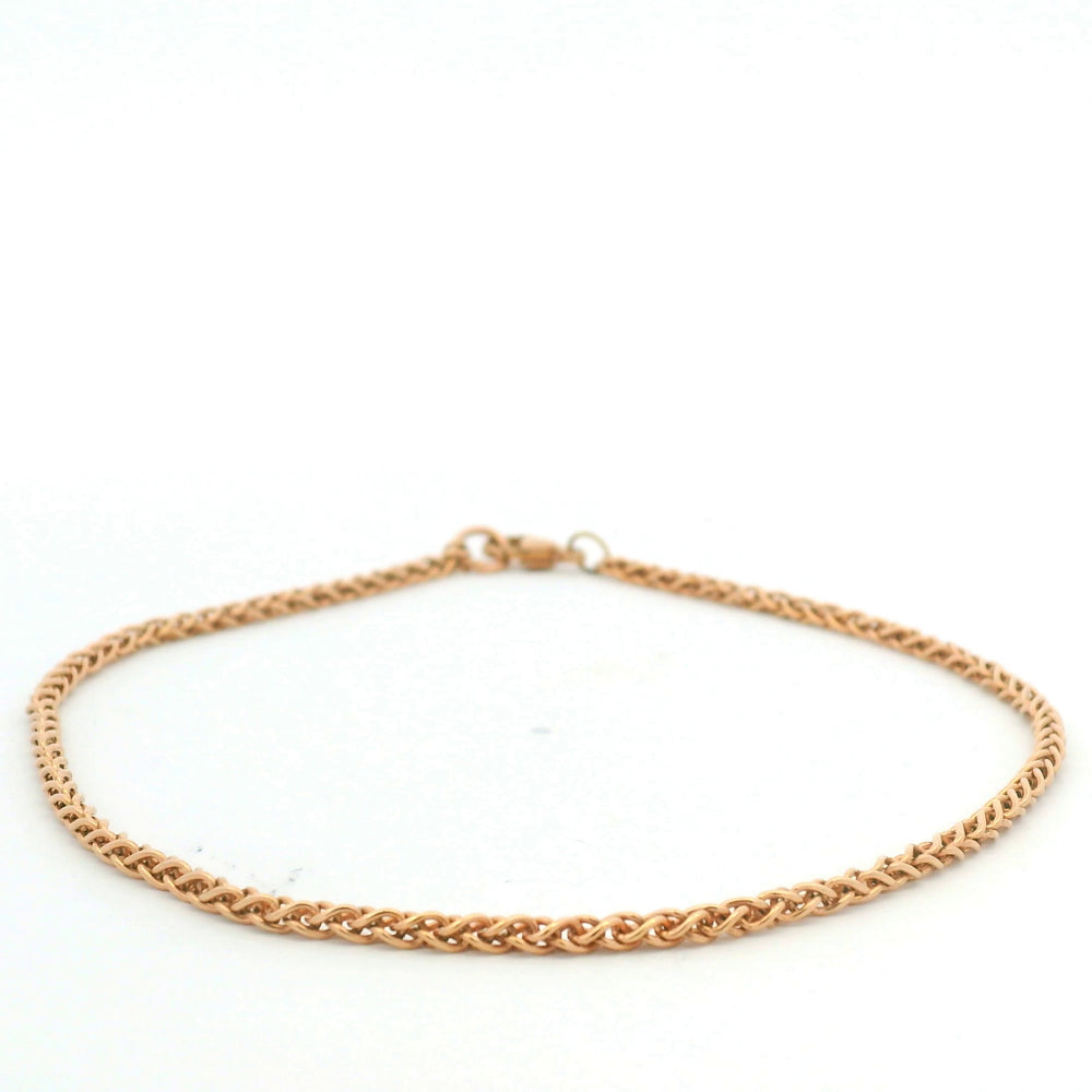 14K Rose Gold Solid Polished Spiga 9.25" Anklet