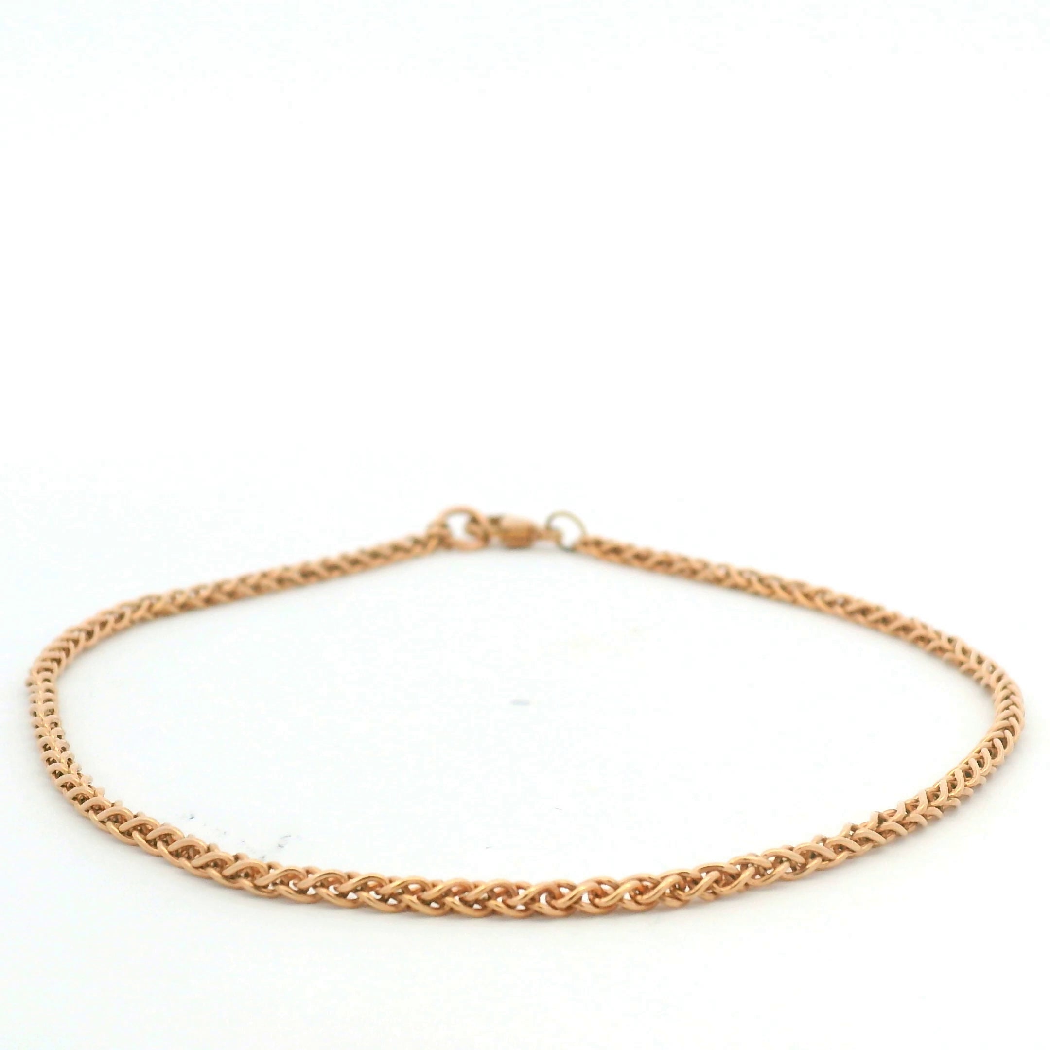 14K Rose Gold Solid Polished Spiga 9.25" Anklet