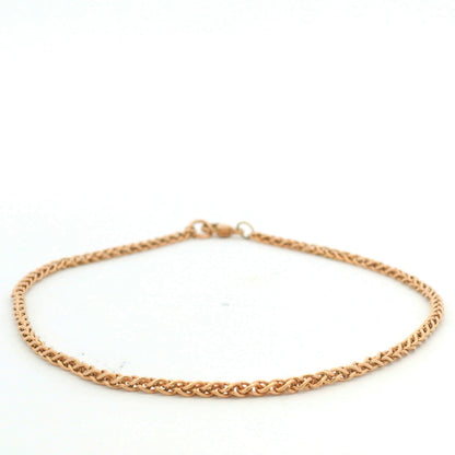 14K Rose Gold Solid Polished Spiga 9.25" Anklet