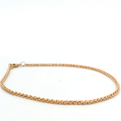 14K Rose Gold Solid Polished Spiga 9.25" Anklet