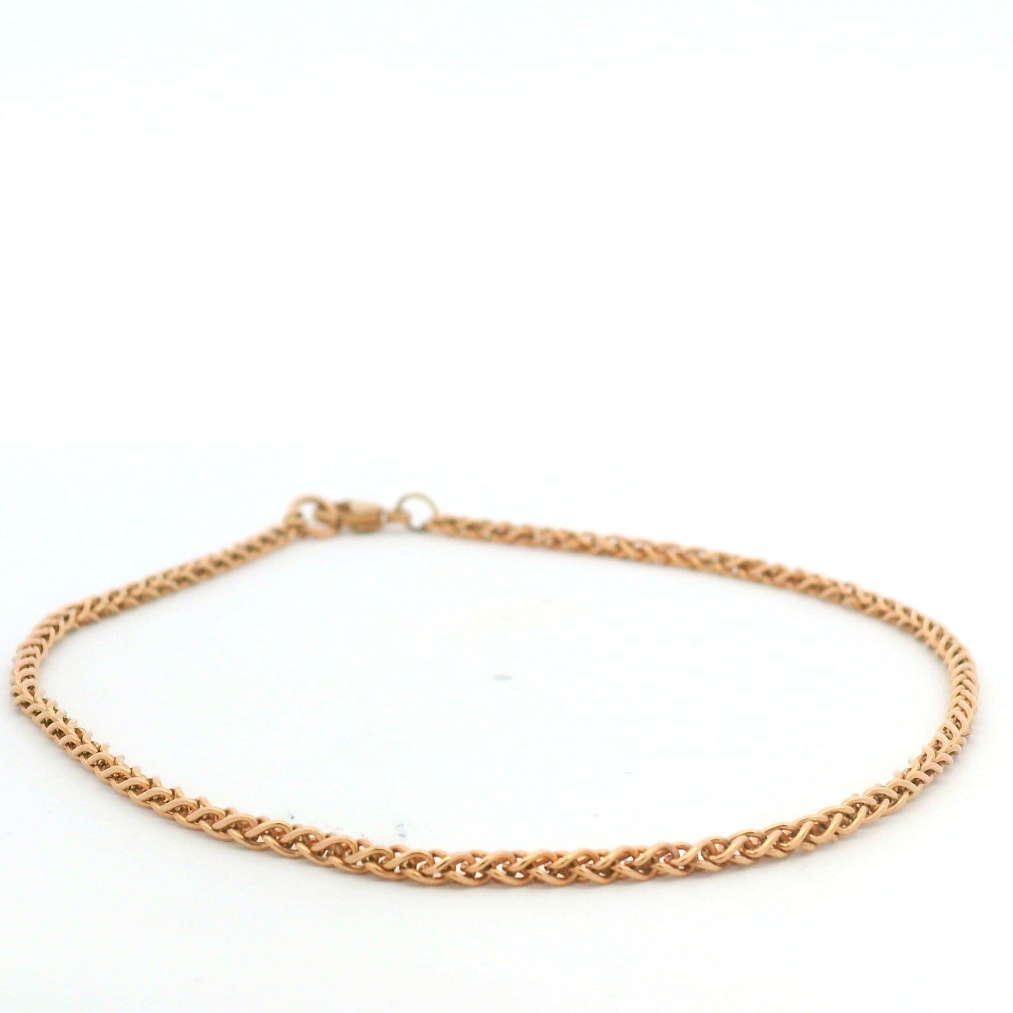 14K Rose Gold Solid Polished Spiga 9.25" Anklet