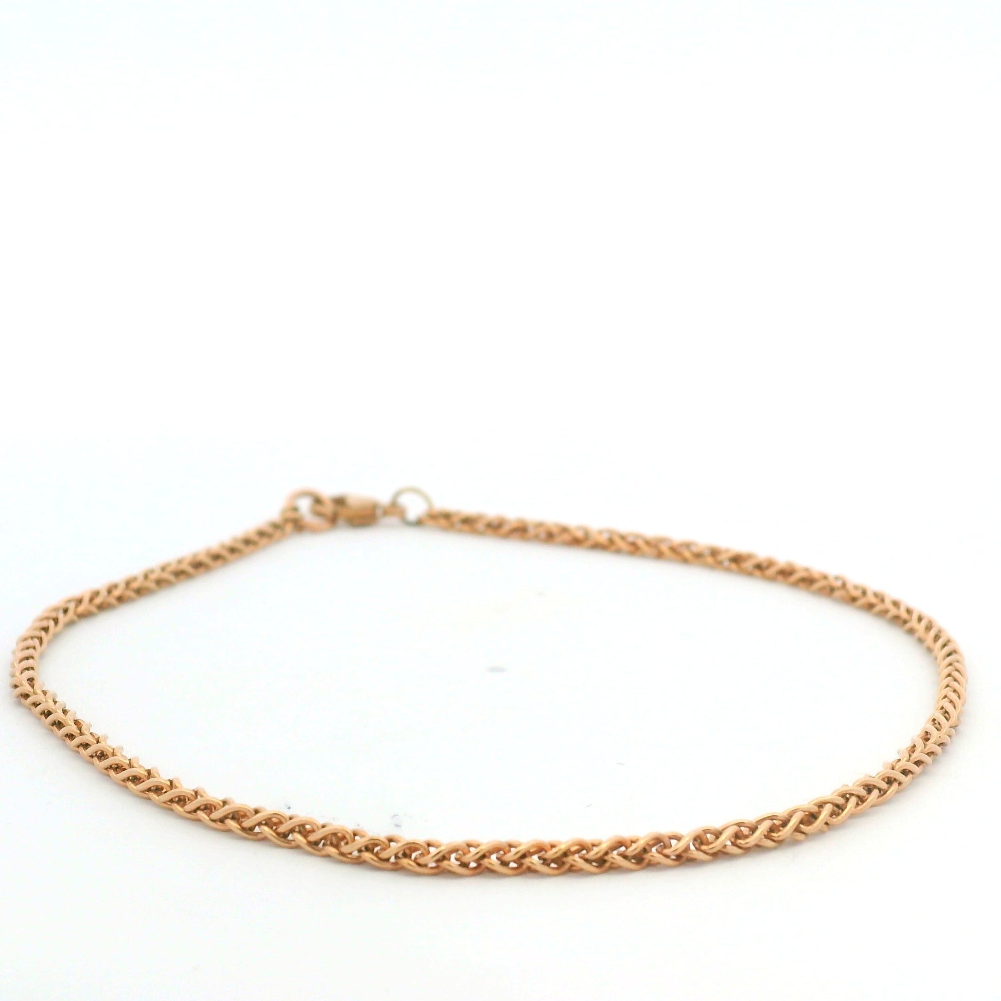 14K Rose Gold Solid Polished Spiga 9.25" Anklet