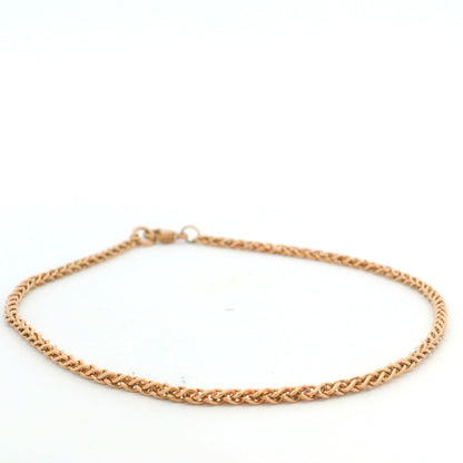 14K Rose Gold Solid Polished Spiga 9.25" Anklet