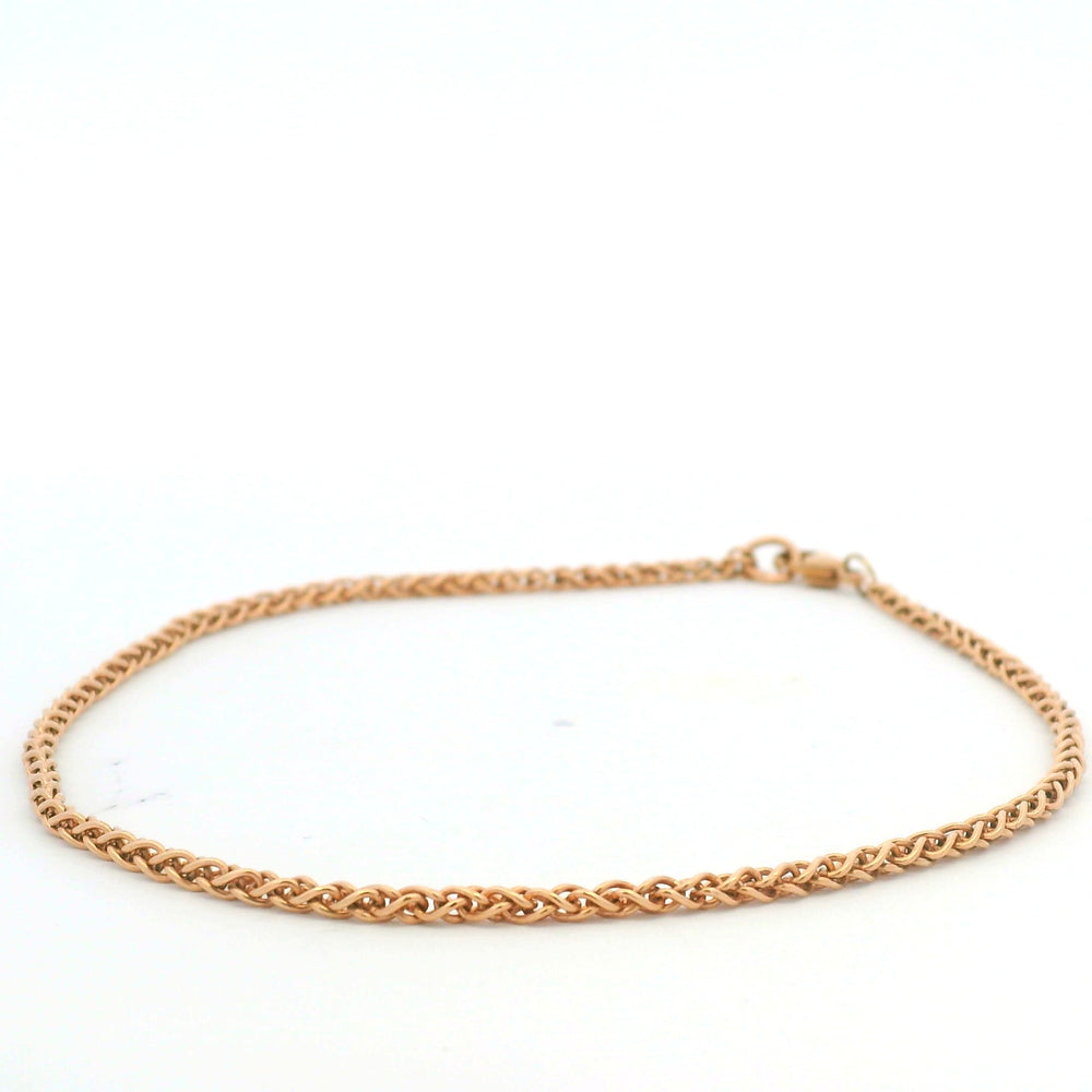 14K Rose Gold Solid Polished Spiga 9.25" Anklet