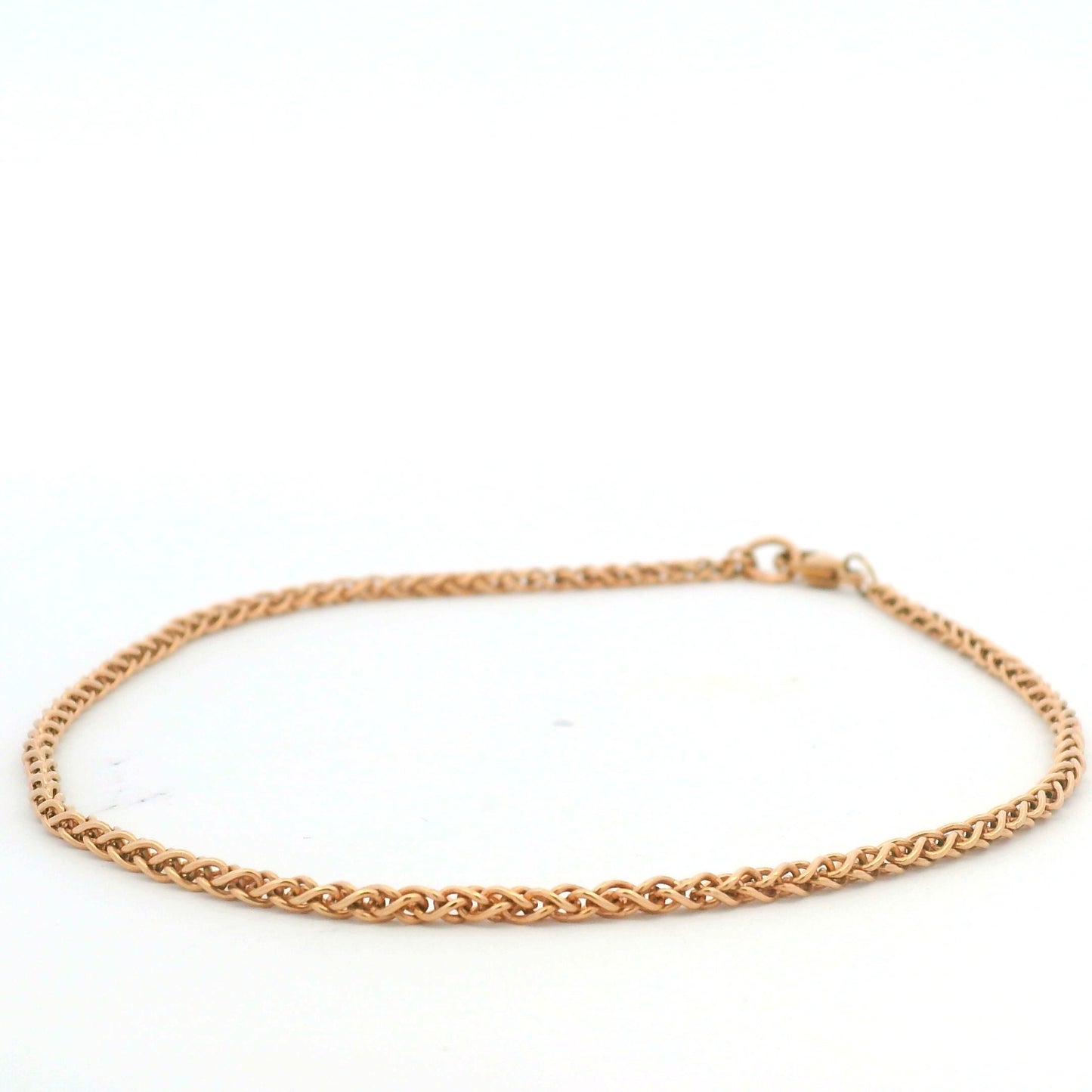 14K Rose Gold Solid Polished Spiga 9.25" Anklet