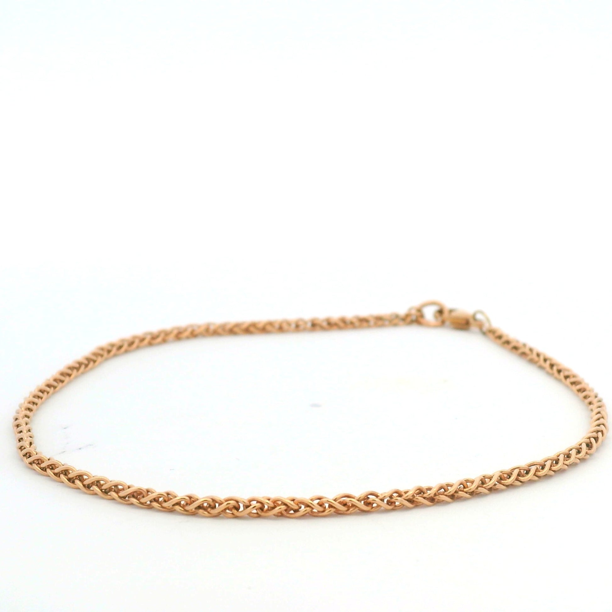 14K Rose Gold Solid Polished Spiga 9.25" Anklet