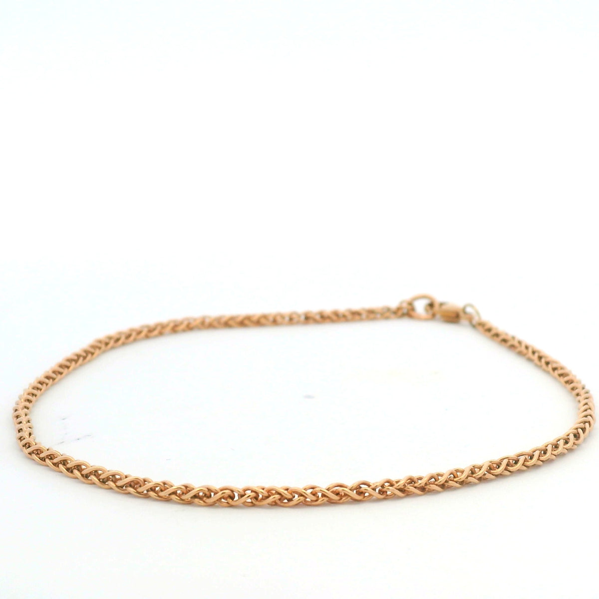 14K Rose Gold Solid Polished Spiga 9.25" Anklet