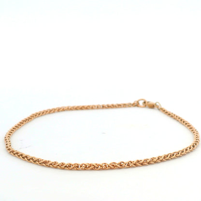 14K Rose Gold Solid Polished Spiga 9.25" Anklet