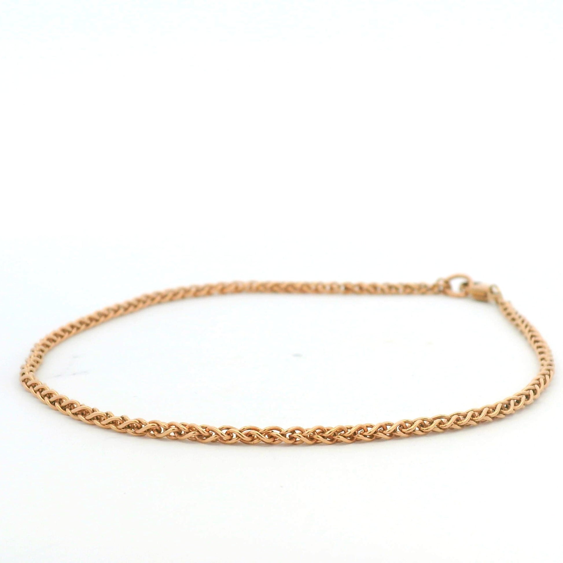 14K Rose Gold Solid Polished Spiga 9.25" Anklet