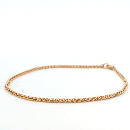 14K Rose Gold Solid Polished Spiga 9.25" Anklet