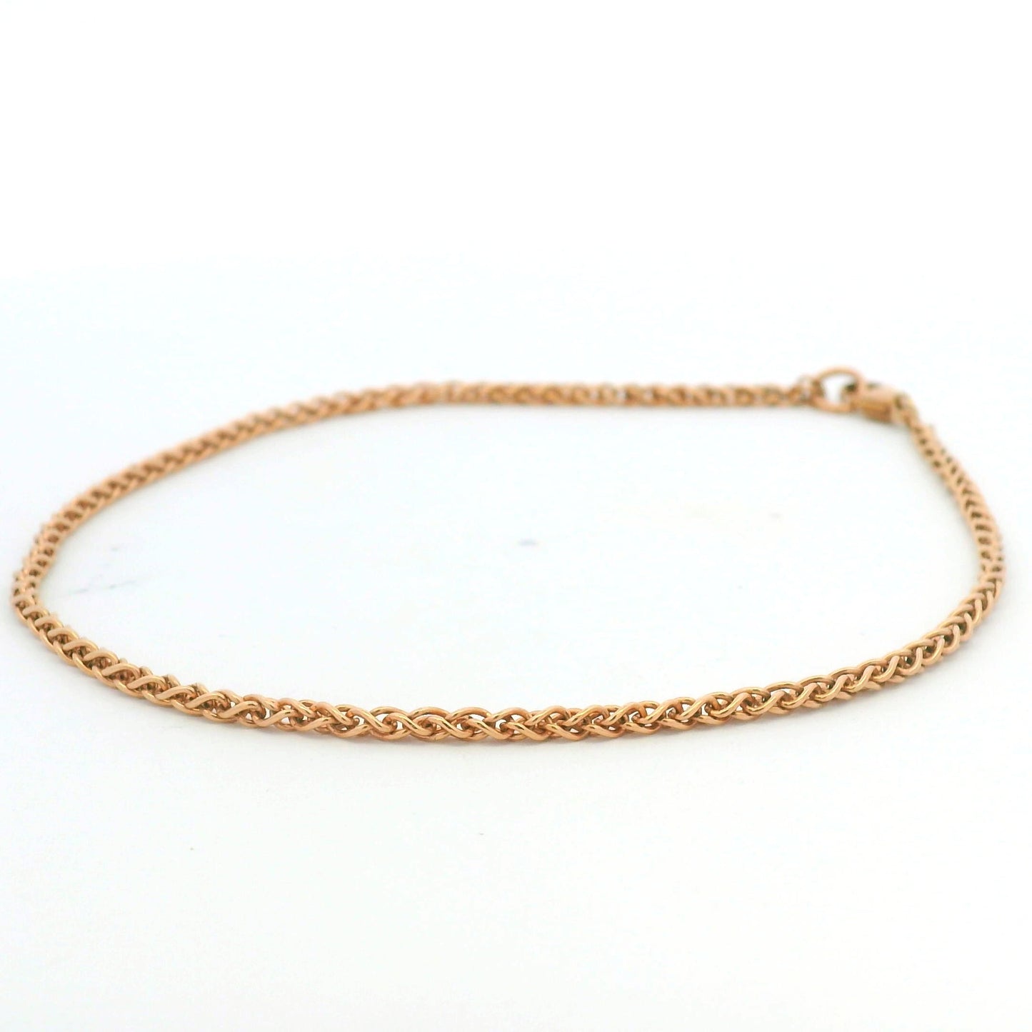 14K Rose Gold Solid Polished Spiga 9.25" Anklet