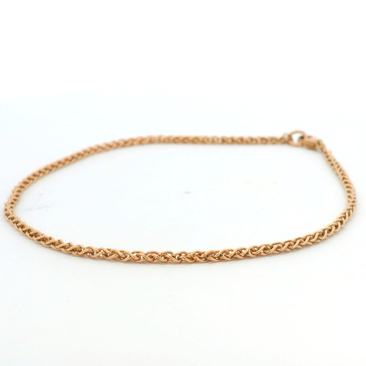 14K Rose Gold Solid Polished Spiga 9.25" Anklet
