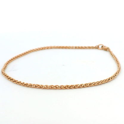 14K Rose Gold Solid Polished Spiga 9.25" Anklet