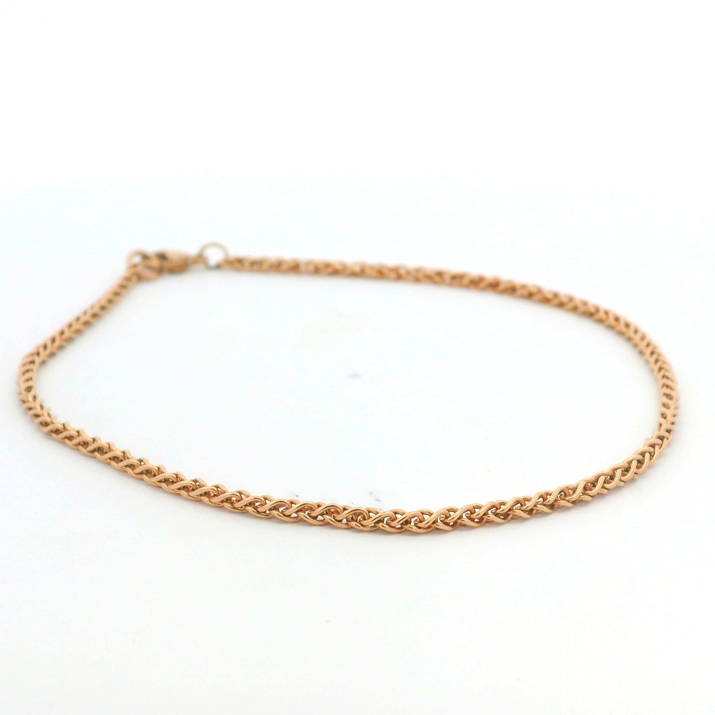 14K Rose Gold Solid Polished Spiga 9.25" Anklet