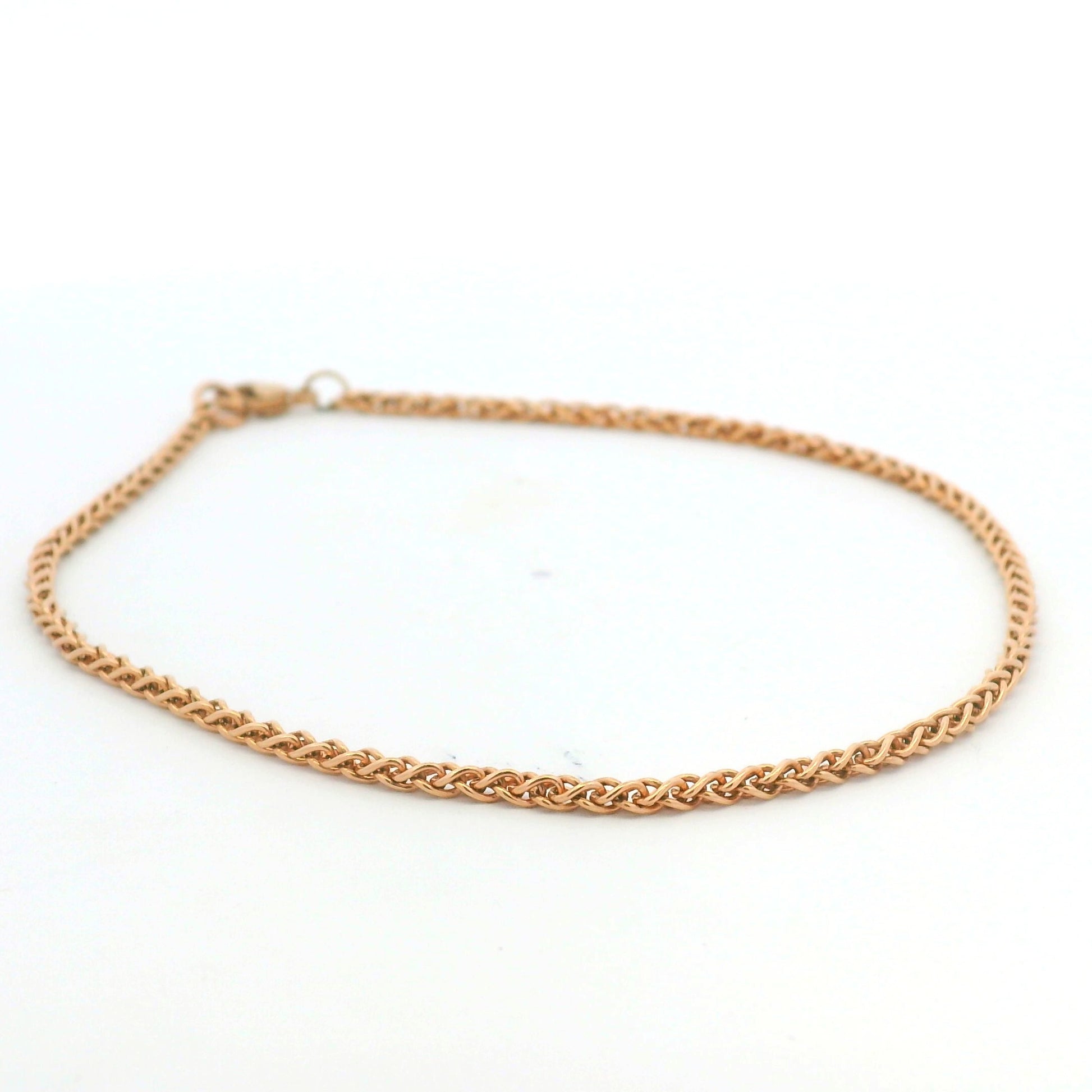 14K Rose Gold Solid Polished Spiga 9.25" Anklet