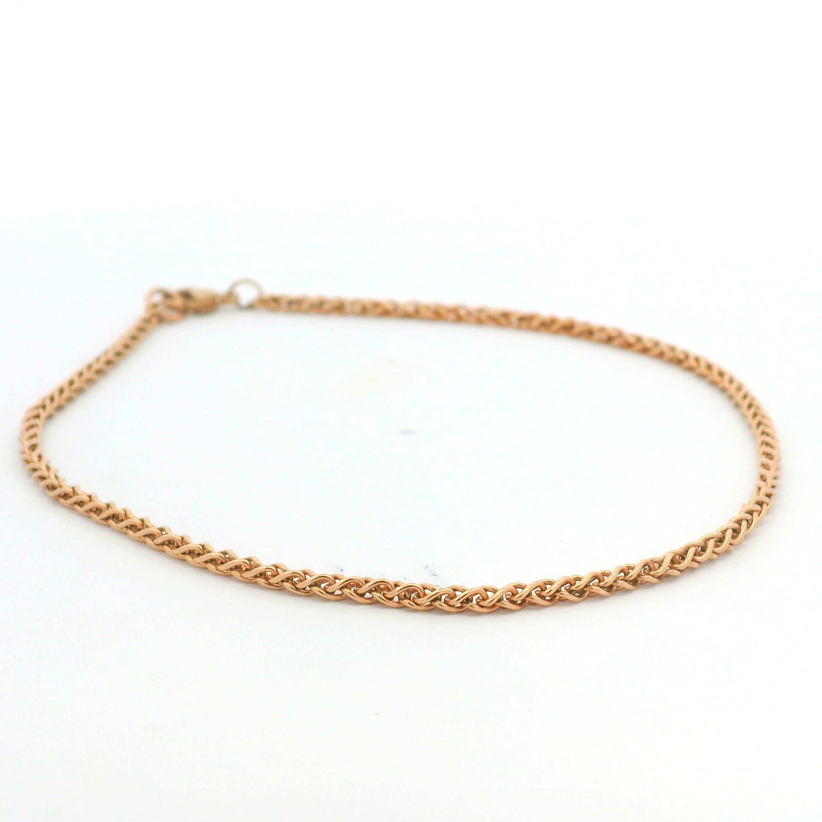 14K Rose Gold Solid Polished Spiga 9.25" Anklet