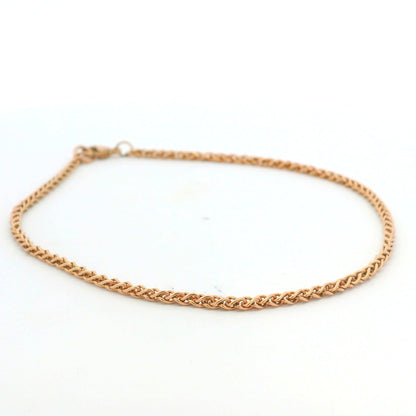 14K Rose Gold Solid Polished Spiga 9.25" Anklet