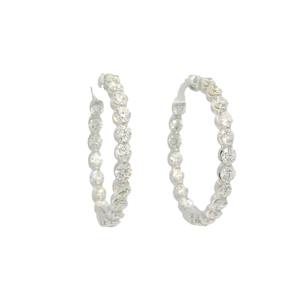 18k White Gold Natural 3.5 Carat Diamond Inside-Out Hoop Earrings — product photo 1