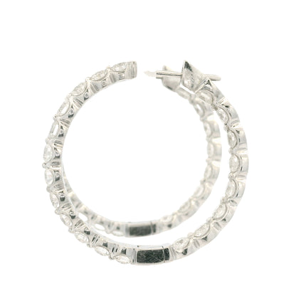 18k White Gold Natural 3.5 Carat Diamond Inside-Out Hoop Earrings