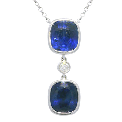 18Kt White Gold Necklace With 2 Bezel Set Sapphire in a Diamonds by The Yard Chain