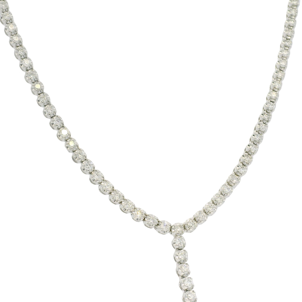 14k White Gold Natural 4.0 Carat Diamond Adjustable Lariat Tennis Necklace