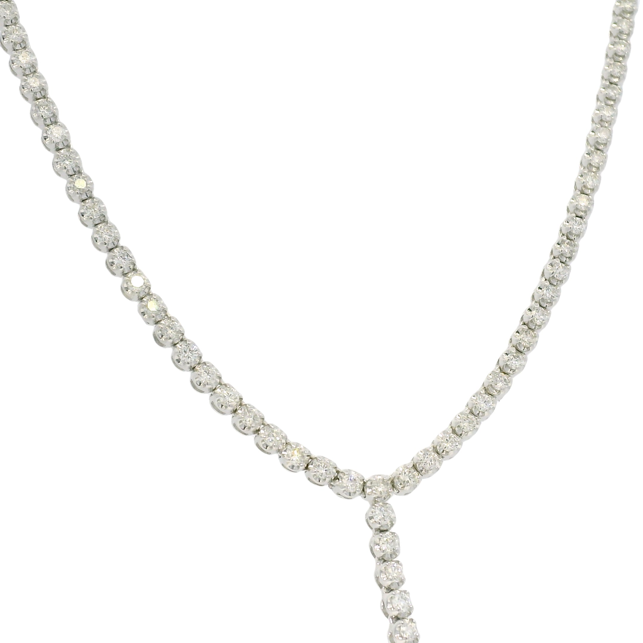 14k White Gold Natural 4.0 Carat Diamond Adjustable Lariat Tennis Necklace