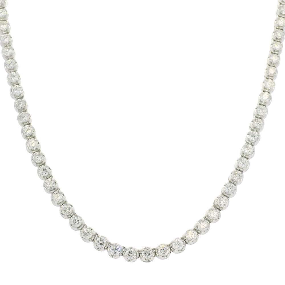 14k White Gold Natural 4.0 Carat Diamond Adjustable Tennis Necklace