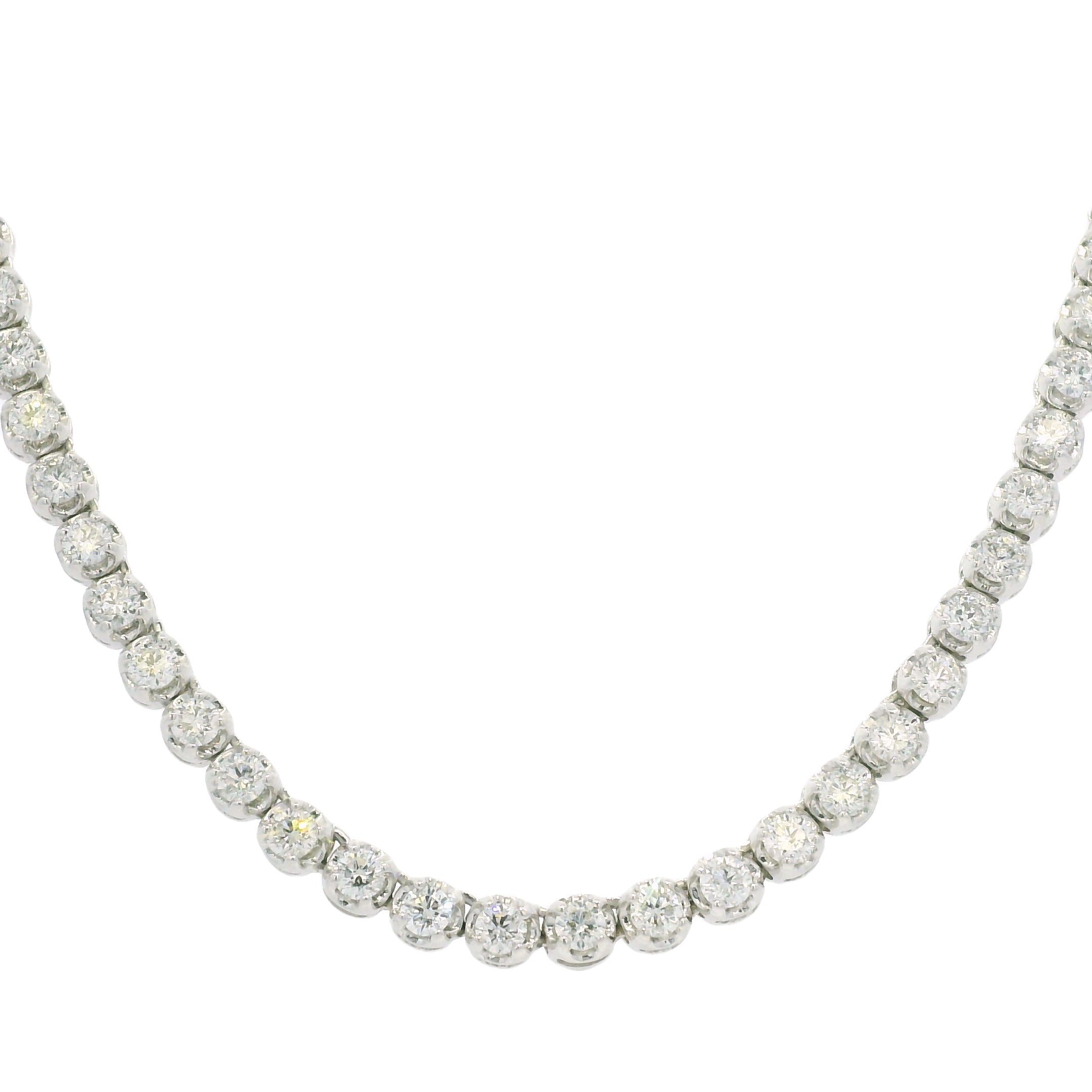 14k White Gold Natural 4.0 Carat Diamond Adjustable Tennis Necklace