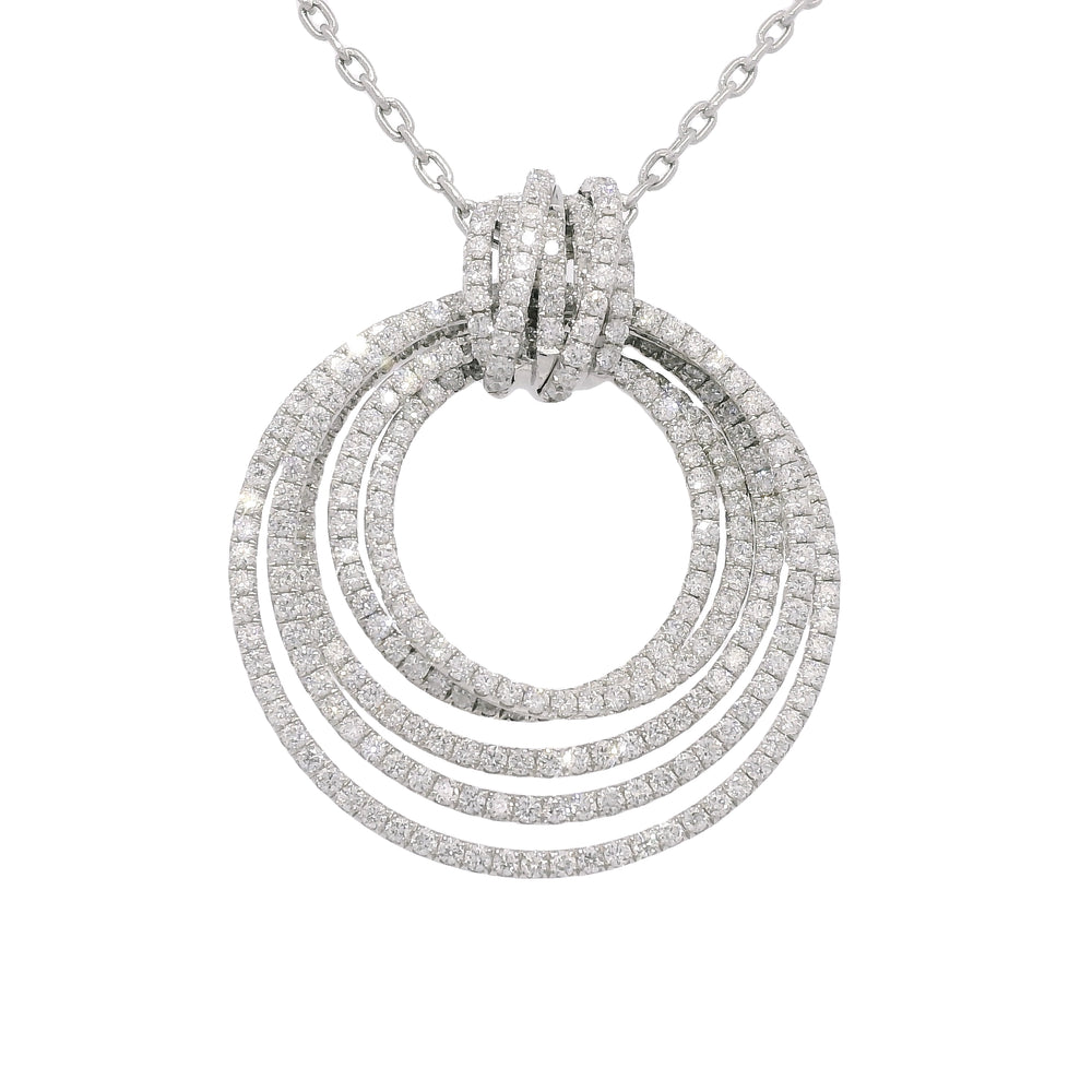 18k White Gold Natural 2.85 Carat Diamond Multi-Circle Knot Necklace — product photo 1
