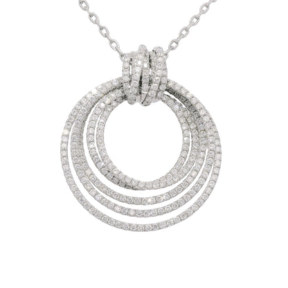18k White Gold Natural 2.85 Carat Diamond Multi-Circle Knot Necklace