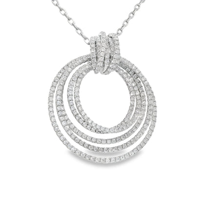 18k White Gold Natural 2.85 Carat Diamond Multi-Circle Knot Necklace