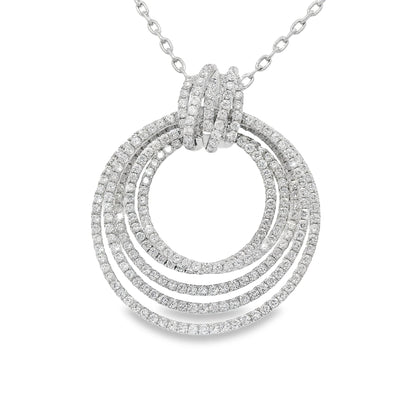 18k White Gold Natural 2.85 Carat Diamond Multi-Circle Knot Necklace