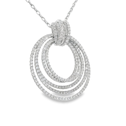 18k White Gold Natural 2.85 Carat Diamond Multi-Circle Knot Necklace