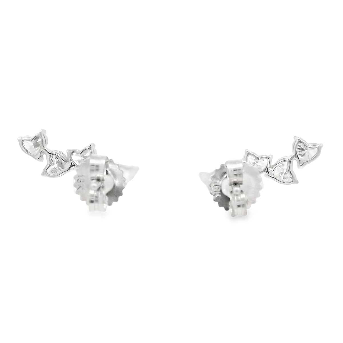 18k White Gold Natural 2.0 Carat Diamond Heart Crawler Stud Earrings — product photo 3