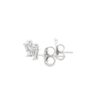 18k White Gold Natural 2.0 Carat Diamond Heart Crawler Stud Earrings