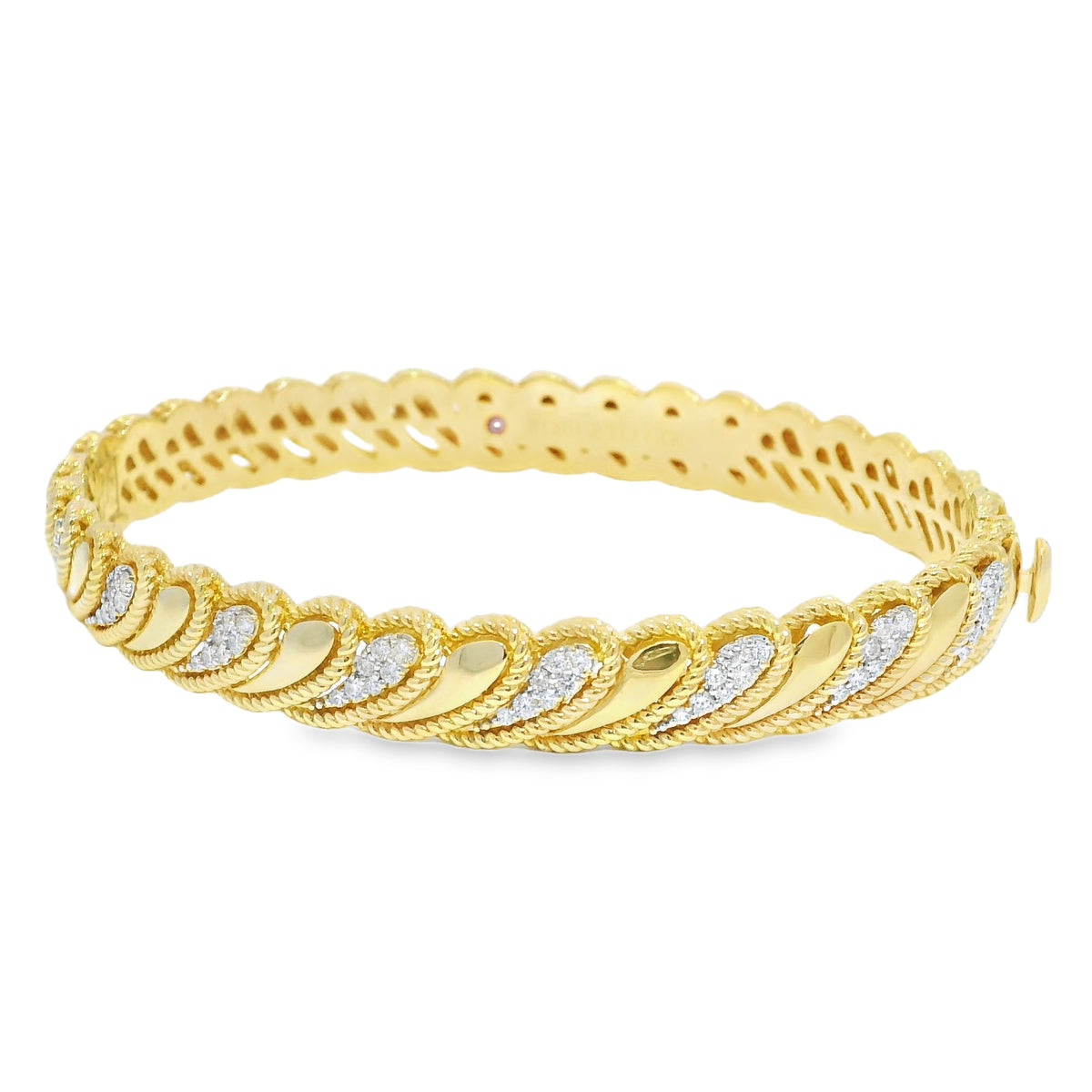 Roberto Coin 18k Yellow Gold Barocco Byzantine Diamond Hinged Bracelet