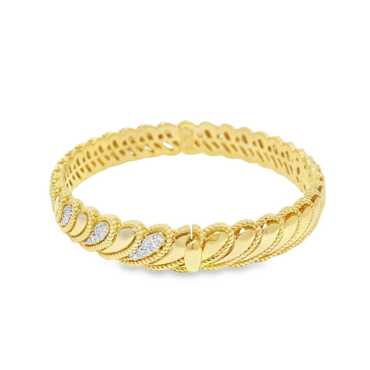 Roberto Coin 18k Yellow Gold Barocco Byzantine Diamond Hinged Bracelet