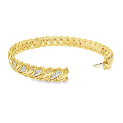 Roberto Coin 18k Yellow Gold Barocco Byzantine Diamond Hinged Bracelet