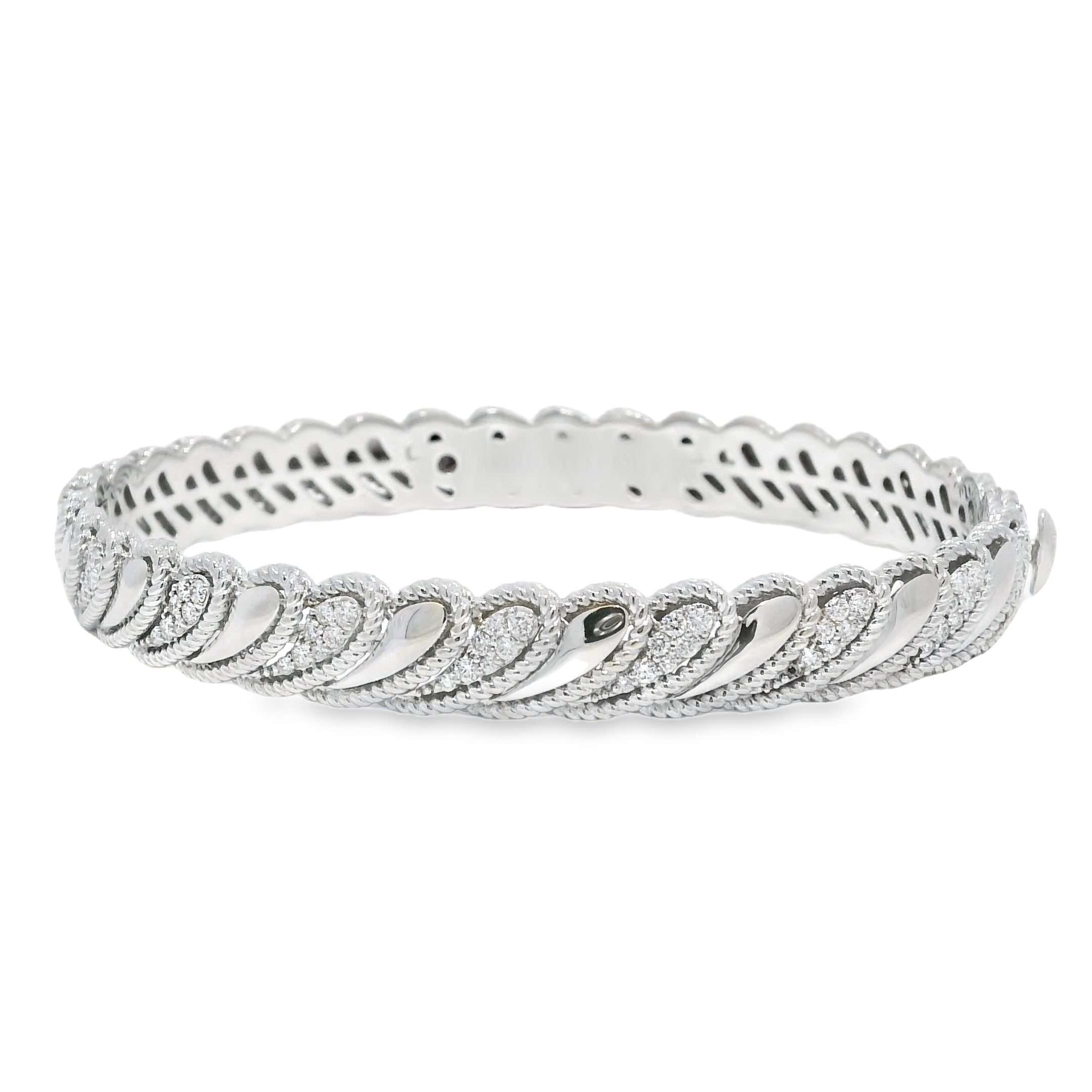 Roberto Coin 18k White Gold Barocco Byzantine Diamond Hinged Bracelet