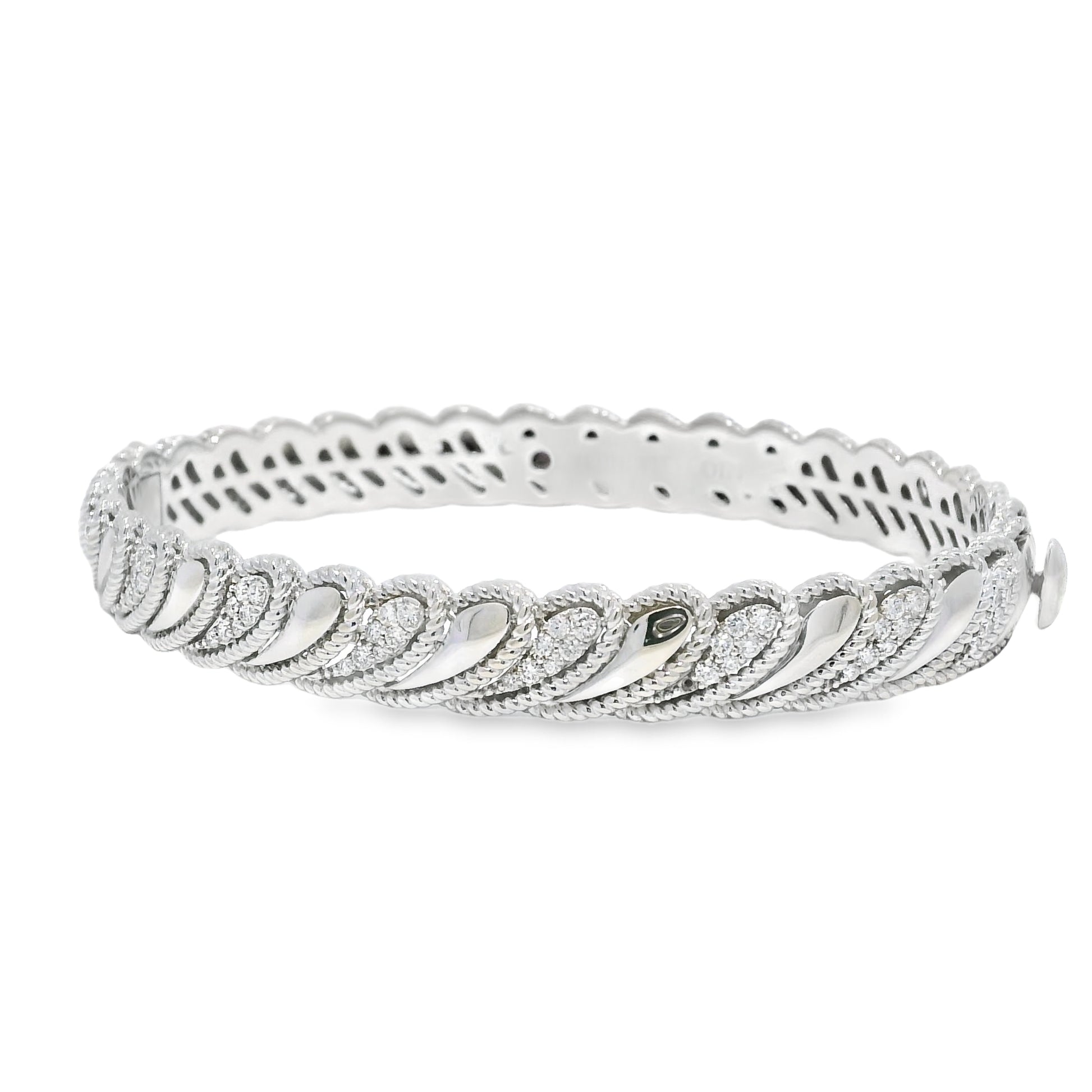 Roberto Coin 18k White Gold Barocco Byzantine Diamond Hinged Bracelet