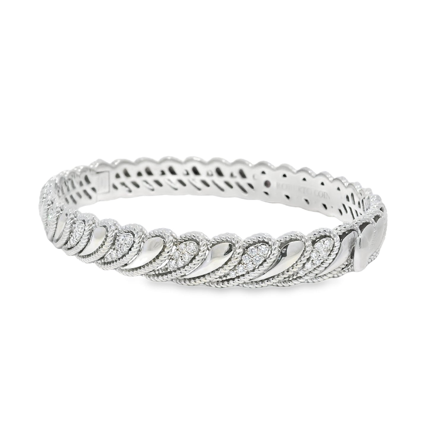 Roberto Coin 18k White Gold Barocco Byzantine Diamond Hinged Bracelet